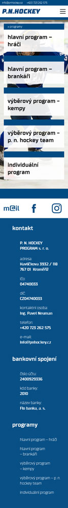 P. N. Hockey &ndash; Web s rezerva�n�m syst�mem