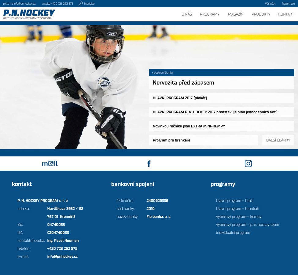 P. N. Hockey &ndash; Web s rezerva�n�m syst�mem